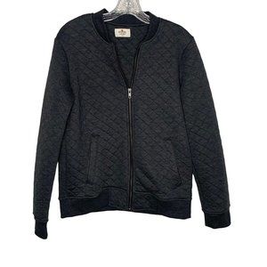 Marine Layer Quilted Bomber Jacket Women's Size L Gray Full Zip